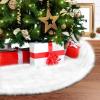 White Christmas Tree Skirt, Ohuhu 48” Tree Skirts Christmas Decorations Handmade Mat for Home Holiday Party Xmas Trees Ornaments Decor