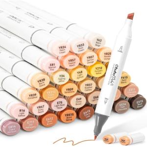Ohuhu Alcohol Markers Skin Tones Double Tipped Skin Color Art Marker Set for Artists Adults Coloring – 36 Skin-Tone Colors for Portrait Illustration- Chisel & Fine – Oahu of Ohuhu Markers – Refillable