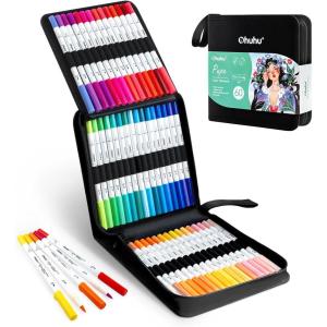 Ohuhu Markers Paper-friendly No Peeling Water-based 60 Colors Dual Brush Fineliner Tips Markers for Adult Coloring Books No Bleeding Coloring Markers for Kids Beginner Calligraphy – Pupe