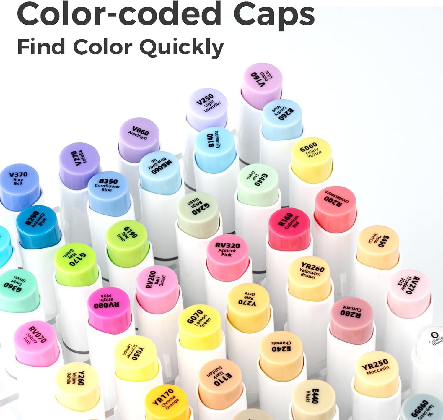 imageOhuhu Alcohol Brush Markers 48 Midtone Colors Double Tipped Alcohol Based Art Marker Set for Artists Adults Coloring Sketch Illustration Brush ampamp Fine Dual Tips Honolulu B RefillableFine  Brush
