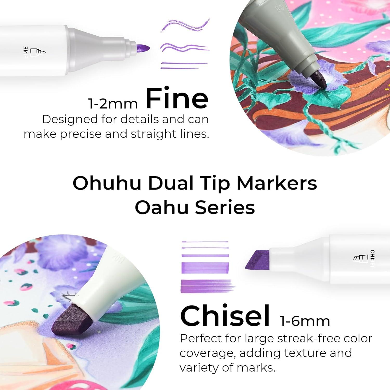 imageOhuhu Alcohol Markers 320 Colors  Chisel ampamp Fine Double Tipped Art Markers for Artists Adults Coloring Drawing Sketching Illustration  Alcoholbased Refillable Ink