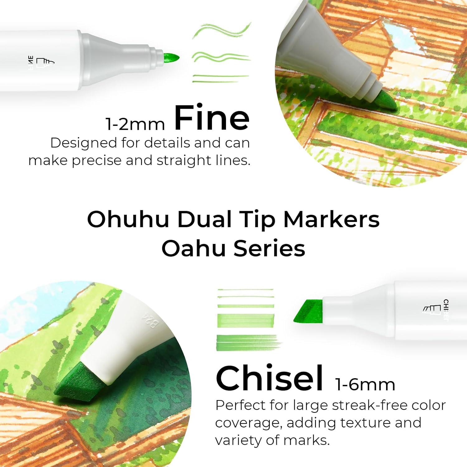 imageOhuhu Alcohol Markers for Artist Dual Tip Art Marker Set for Adults Coloring Illustration Chisel ampampFine 80 Colors Refillable Oahu of Ohuhu Markers
