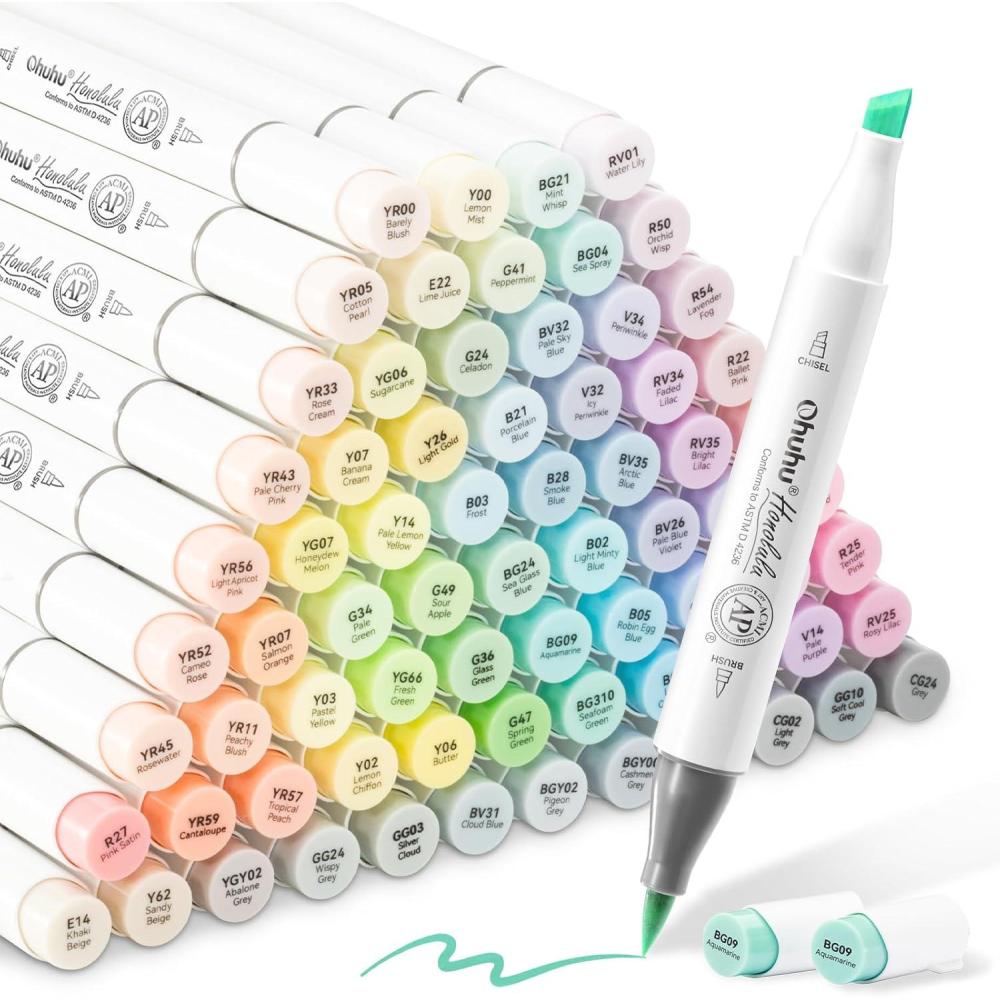 imageOhuhu Pastel Markers Alcohol Based 96 Pastel Colors of Honolulu Sweetness  Blossoming  Double Tipped Art Alcohol Markers for Artist Adults Coloring Illustration  Brush ampamp Chisel  Refillable InkSweetness  Blossoming