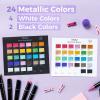 Ohuhu Acrylic Paint Pens 30 Colors: Dual Tips (Round & Fine) Acrylic Markers High Opacity Paint Markers Waterproof Lightfast for Rock Painting Easter Eggs Wood Glass Ceramic Canvas – Kakaako(30 Pens (24 Metallic  4 White & 2 Black))