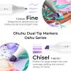 Ohuhu Alcohol Based Art Markers – Double Tipped Coloring Marker Set for Adults Coloring Students Beginners Sketching Illustration – 120 Colors – Chisel & Fine – Oahu of Ohuhu Markers – Refillable Ink