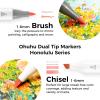 Ohuhu Alcohol Brush Markers 48 Mid-tone Colors- Double Tipped Alcohol Based Art Marker Set for Artists Adults Coloring Sketch Illustration- Brush & Fine Dual Tips- Honolulu B- Refillable(Chisel & Brush)