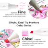 Ohuhu Alcohol Markers, 120-color Marker Set for Artists, Oahu Series, Double Tipped Alcohol Based Art Markers for Adults Coloring Sketching Illustration, Marker Case, Fine & Chisel