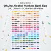 Ohuhu Alcohol Markers 200 Colors – Double Tipped Art Drawing Marker Set for Artists Adults Coloring Sketch Illustration – Chisel & Fine Dual Tip – Oahu of Ohuhu Markers – Alcohol-based Refillable Ink
