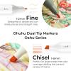 Ohuhu Alcohol Markers 48 Pastel Colors- Double Tipped Art Marker Set for Artists Adults Coloring Sketching Illustration – Chisel & Fine Dual Tips – Oahu of Ohuhu Markers – Alcohol-based Refillable Ink