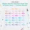 Ohuhu Alcohol Markers 48 Pastel Colors- Double Tipped Art Marker Set for Artists Adults Coloring Sketching Illustration – Chisel & Fine Dual Tips – Oahu of Ohuhu Markers – Alcohol-based Refillable Ink