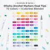 Ohuhu Alcohol Markers Brush Tip – Double Tipped Art Marker Set for Artist Adults Coloring Illustration- 72 Colors- Alcohol-based Refillable Ink – Fine & Brush Dual Tips – Honolulu B of Ohuhu Markers(Fine & Brush)