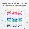 Ohuhu Alcohol Markers Brush Tip: 168-Color Double Tipped Art Marker Set for Artist Adults Coloring Illustrations -Honolulu B -Brush & Fine -Refillable(Brush & Chisel)