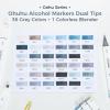 Ohuhu Alcohol Markers Gray Tone- Double Tipped Alcohol Based Art Marker Set for Artist Adults Coloring Shading Layering- 36 Grayscale Colors- Chisel & Fine- Oahu of Ohuhu Markers- Refillable