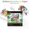 Ohuhu Markers – 48-colors with 36-sheet Coloring Book – Double Tipped for Adults – Art Marker Set with 100% Bleed-proof Pages – Fine & Brush Dual Tips