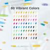 Ohuhu Markers for Adults Coloring Books 80 Colors Coloring Markers Pens for Journaling Water-Based Dual Tips Extra Fine & Brush Art Markers for Calligraphy Lettering Card-making(80 Colors)