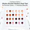 Ohuhu Skin Tone Alcohol Markers Brush Tip – 24 Portrait Color Markers for Artist Adults Coloring Illustration – Chisel & Brush – Honolulu – Refillable(Brush& Soft Chisel)