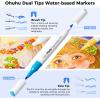 Ohuhu Water-based Markers for Adult Coloring Books No Bleeding 64 Colors Dual Tips Coloring Markers for Kids Adults Beginners Drawing Pens for Journaling Lettering (Brush & Fine)