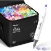 Ohuhu Alcohol Markers, 120-color Marker Set for Artists, Oahu Series, Double Tipped Alcohol Based Art Markers for Adults Coloring Sketching Illustration, Marker Case, Fine & Chisel