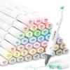 Ohuhu Alcohol Markers 48 Pastel Colors- Double Tipped Art Marker Set for Artists Adults Coloring Sketching Illustration – Chisel & Fine Dual Tips – Oahu of Ohuhu Markers – Alcohol-based Refillable Ink