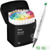 Ohuhu Alcohol Markers Brush Tip – Double Tipped Art Marker Set for Artist Adults Coloring Illustration- 72 Colors- Alcohol-based Refillable Ink – Fine & Brush Dual Tips – Honolulu B of Ohuhu Markers(Chisel & Brush)