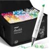 Ohuhu Alcohol Markers Brush Tip: 168-Color Double Tipped Art Marker Set for Artist Adults Coloring Illustrations -Honolulu B -Brush & Fine -Refillable(Brush & Chisel)