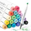 Ohuhu Alcohol Markers Brush Tip, Double Tipped Alcohol Based Art Marker Set for Artist Sketching Adult Coloring Illustration – 24 Basic Colors w/ 1 Colorless Blender – Brush & Fine – Honolulu B(Brush & Chisel)
