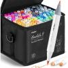 Ohuhu Alcohol Markers Brush Tip -Double Tipped Art Marker Set for Artist Adults Coloring Illustration – 120 Colors- Brush & Chisel Dual Tips- Honolulu of Ohuhu Markers- Refillable Alcohol-based Ink(Fine & Brush)