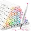 Ohuhu Pastel Markers Alcohol Based -96 Pastel Colors of Honolulu Sweetness + Blossoming – Double Tipped Art Alcohol Markers for Artist Adults’ Coloring Illustration – Brush & Chisel – Refillable Ink(Sweetness)