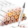 Ohuhu Skin Tone Alcohol Markers Brush Tip – 24 Portrait Color Markers for Artist Adults Coloring Illustration – Chisel & Brush – Honolulu – Refillable(Fine & Brush)