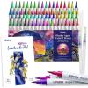 Professional Watercolor Brush Markers 72 Colors of Ohuhu, Water-based Real Nylon Brush Tip Marker Pens with 12-Sheet Watercolor Pad & A Blending Aqua Pen for Coloring Calligraphy Artist Christmas Gift