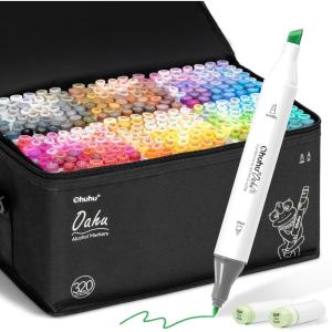 Ohuhu Alcohol Markers 320 Colors – Chisel & Fine Double Tipped Art Markers for Artists Adults Coloring Drawing Sketching Illustration – Alcohol-based Refillable Ink