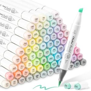 Ohuhu Pastel Markers Alcohol Based -96 Pastel Colors of Honolulu Sweetness + Blossoming – Double Tipped Art Alcohol Markers for Artist Adults’ Coloring Illustration – Brush & Chisel – Refillable Ink(Sweetness + Blossoming)