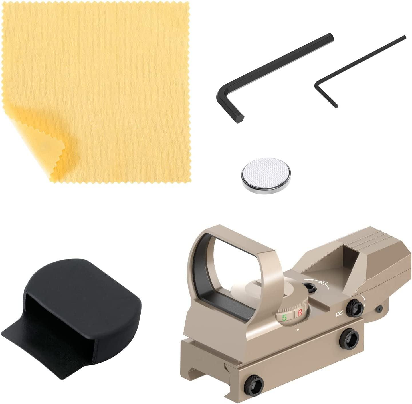 imageReflex Sight Ohuhu Red Green Dot Gun Sight Scope Reflex Sight Holographic Sight Airsoft Sight with 4 Adjustable Reticle Patterns 20mm Rail