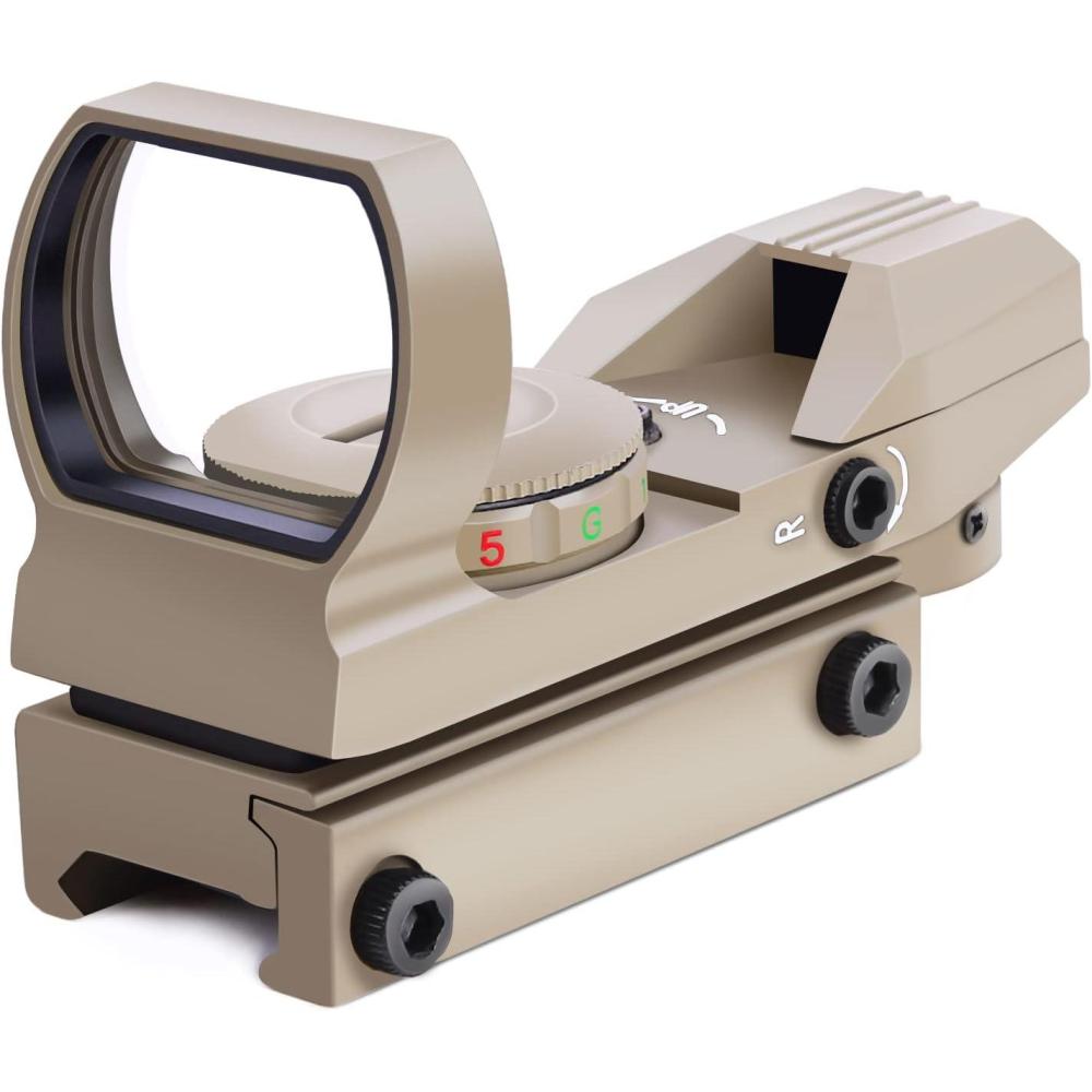 imageReflex Sight Ohuhu Red Green Dot Gun Sight Scope Reflex Sight Holographic Sight Airsoft Sight with 4 Adjustable Reticle Patterns 20mm Rail