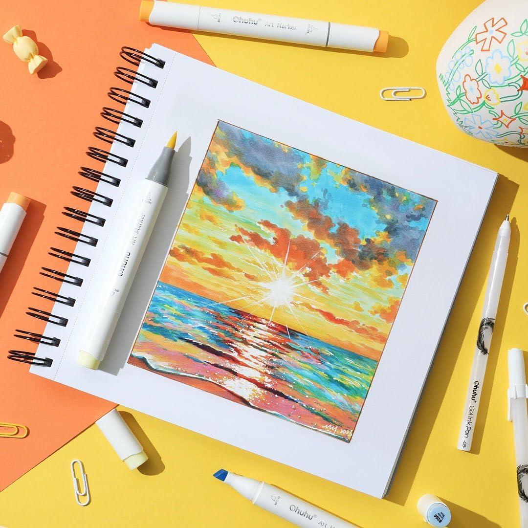 imageOhuhu Gold Silver White Gel Pens 12 Pack Extra Fine Point Pens Opaque Gel Ink Pens Smooth White Ink Pens for Highlight Black Paper Art Drawing Sketching Scrapbook Illustration Bullet Journal Leahi