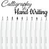 Ohuhu Calligraphy Pens, Brush Chisel Fine 10 Size Tips Pigment Black Ink Hand Lettering Pens Calligraphy Brush Markers for Beginner Handwriting Cardmaking Sketching Drawing Illustration Bullet Journal