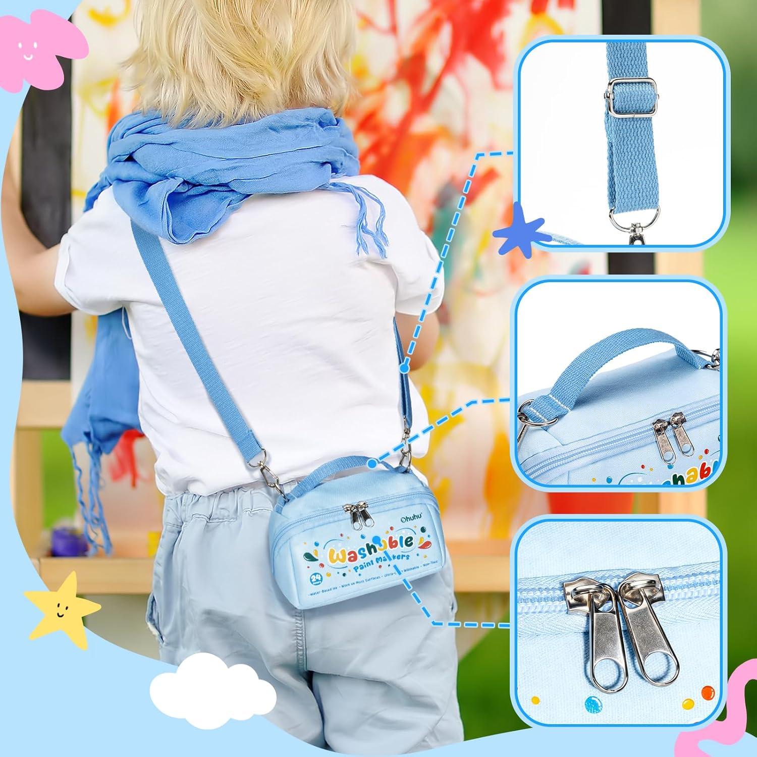 imageOhuhu Washable Acrylic Paint Markers for Kids Bullet Tip Paint Pens for Rock Painting Easter Eggs Wood Glass Ceramic Canvas Washable Markers for Kids School Classroom Supplies Ages 314