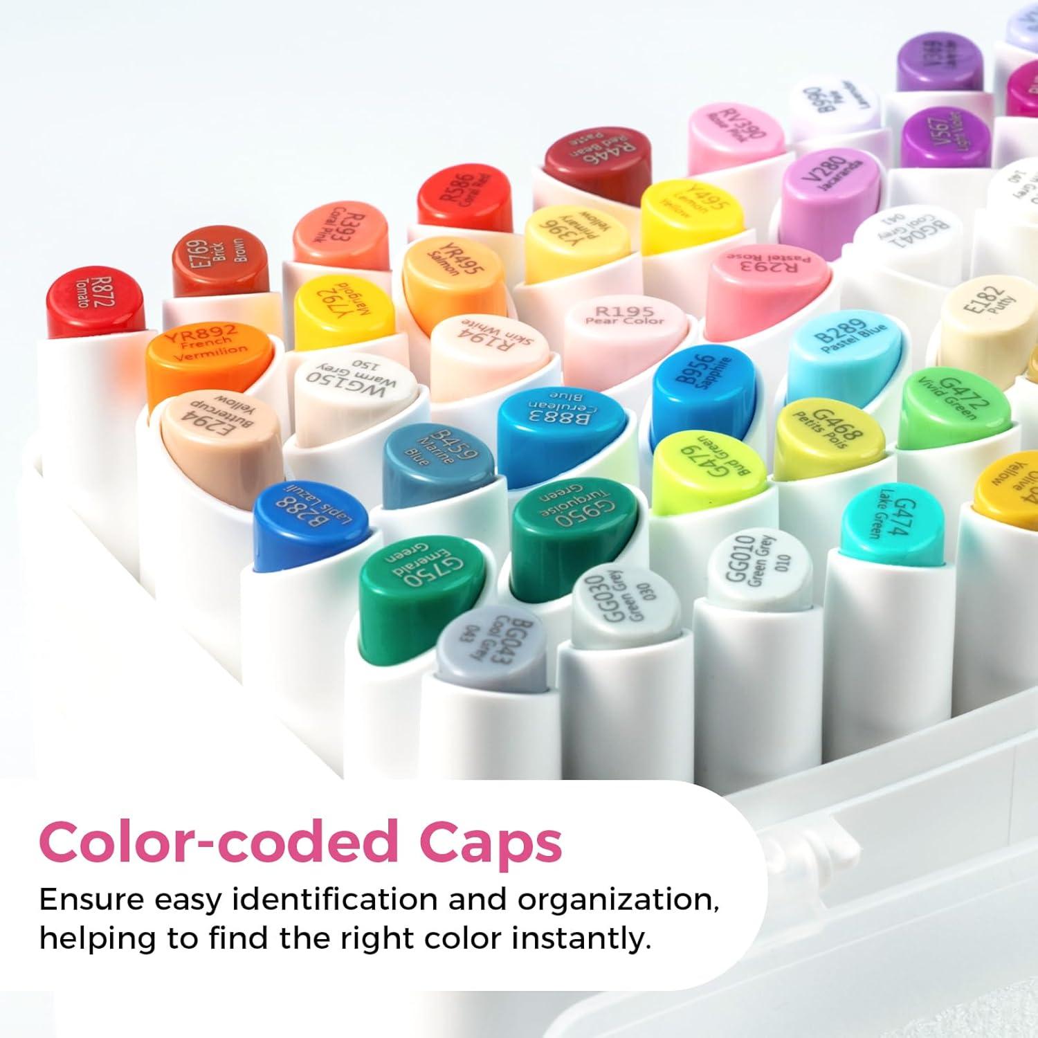 imageOhuhu Alcohol Markers Mini Brush ampamp Slim Broad 60 Landscape Colors Dual Tip Brush Tip Alcoholbased Art Marker for Artists Adults Coloring Illustration Refillable Kaala B Series of Ohuhu Markers60 Illustration Colors