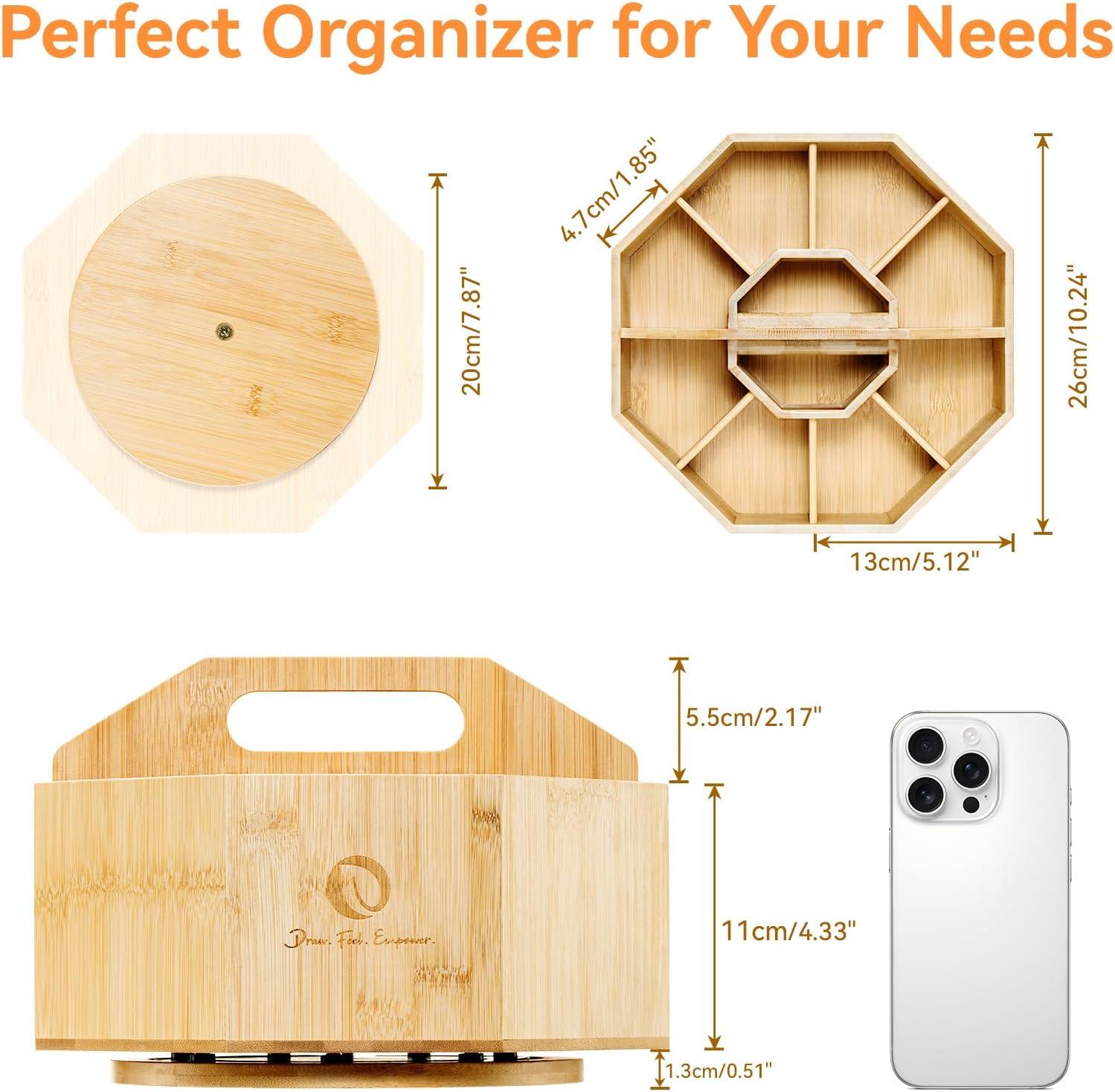 imageOhuhu Rotating Marker Organizer for Alcohol Markers 360Degree Rotating Bamboo Storage Hold 162 Honoluluampamp B Alcohol Markers Pens Pencil Holder with 8 Compartments for Home Classroom Office Decor