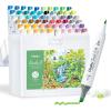 Ohuhu Alcohol Markers: Mini Brush & Slim Broad 60 Landscape Colors Dual Tip Brush Tip Alcohol-based Art Marker for Artists Adults Coloring Illustration- Refillable – Kaala B Series of Ohuhu Markers(60 Landscape Colors)