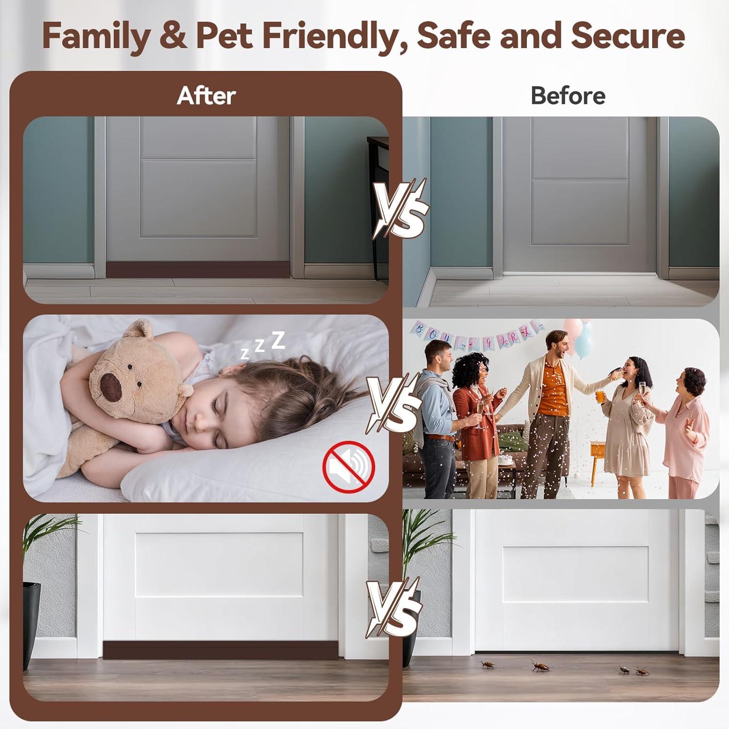 imageOhuhu Door Draft Stopper Seal Strip Door Sweep Under Door Weather Stripping Noise Blocker Gap Filler Bottom Draft Guard Dust Wind Block for Winter Garage Exterior Interior Doors 118quot L x 2quot W BrownBrown