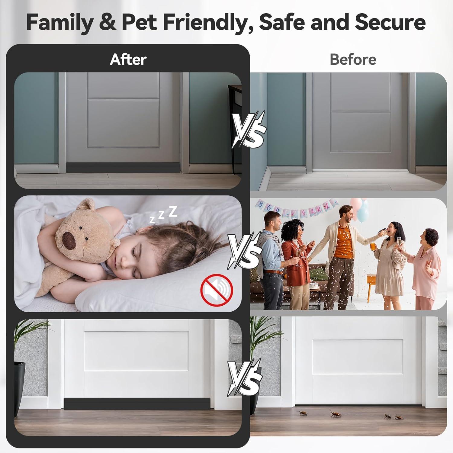 imageOhuhu Door Draft Stopper Seal Strip Door Sweep Under Door Weather Stripping Noise Blocker Gap Filler Bottom Draft Guard Dust Wind Block for Winter Garage Exterior Interior Doors 118quot L x 2quot W BrownBlack