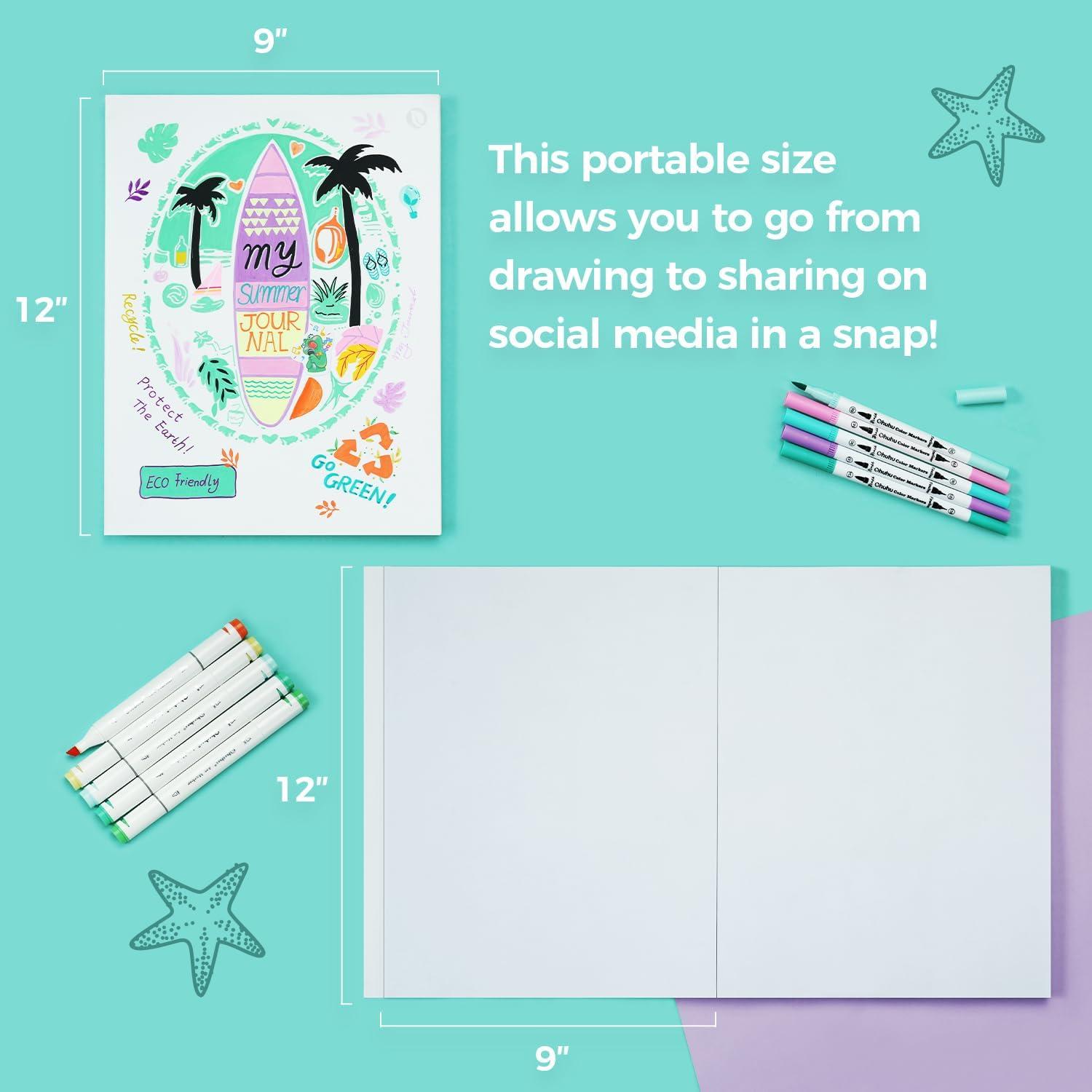 imageOhuhu DoubleSided Marker Pad Art Sketchbook Bleedproof 9quotx12quot Large Paper Size 90 lb150 gsm Smooth Drawing Paper 60 Sheets120 Pages GlueBound Sketching Book for Alcohol Markers