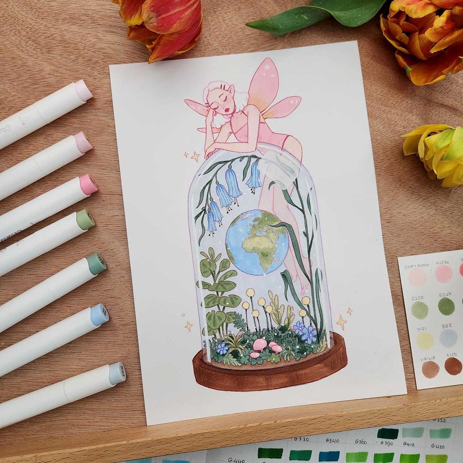 imageOhuhu DoubleSided Marker Pad Art Sketchbook Bleedproof 9quotx12quot Large Paper Size 90 lb150 gsm Smooth Drawing Paper 60 Sheets120 Pages GlueBound Sketching Book for Alcohol Markers