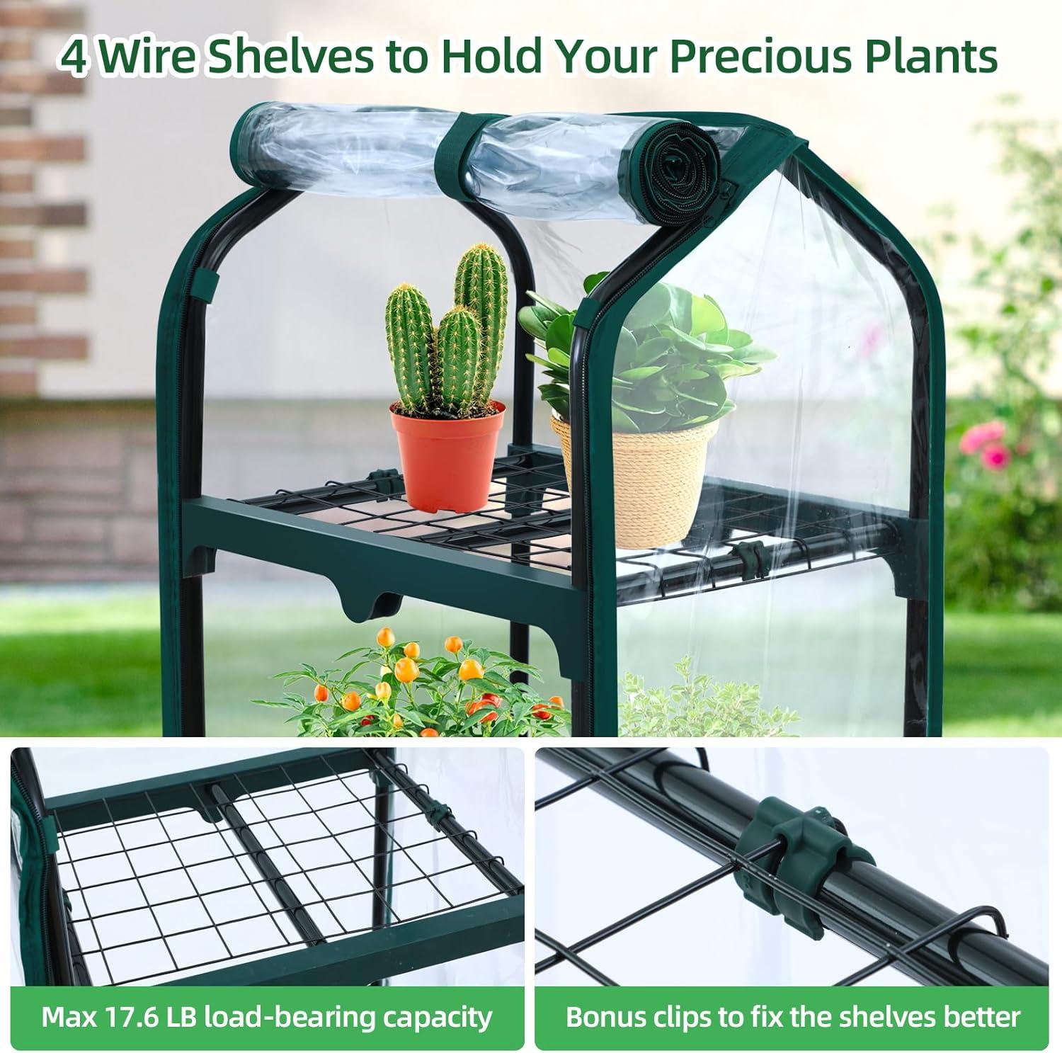 imageOhuhu Mini Greenhouse for Indoor Outdoor Small Plastic Plant Green House with Locking Wheels Portable Greenhouses with Durable Cover for SeedlingIdeal Gardening Gifts for Women Men WhiteClear PVC
