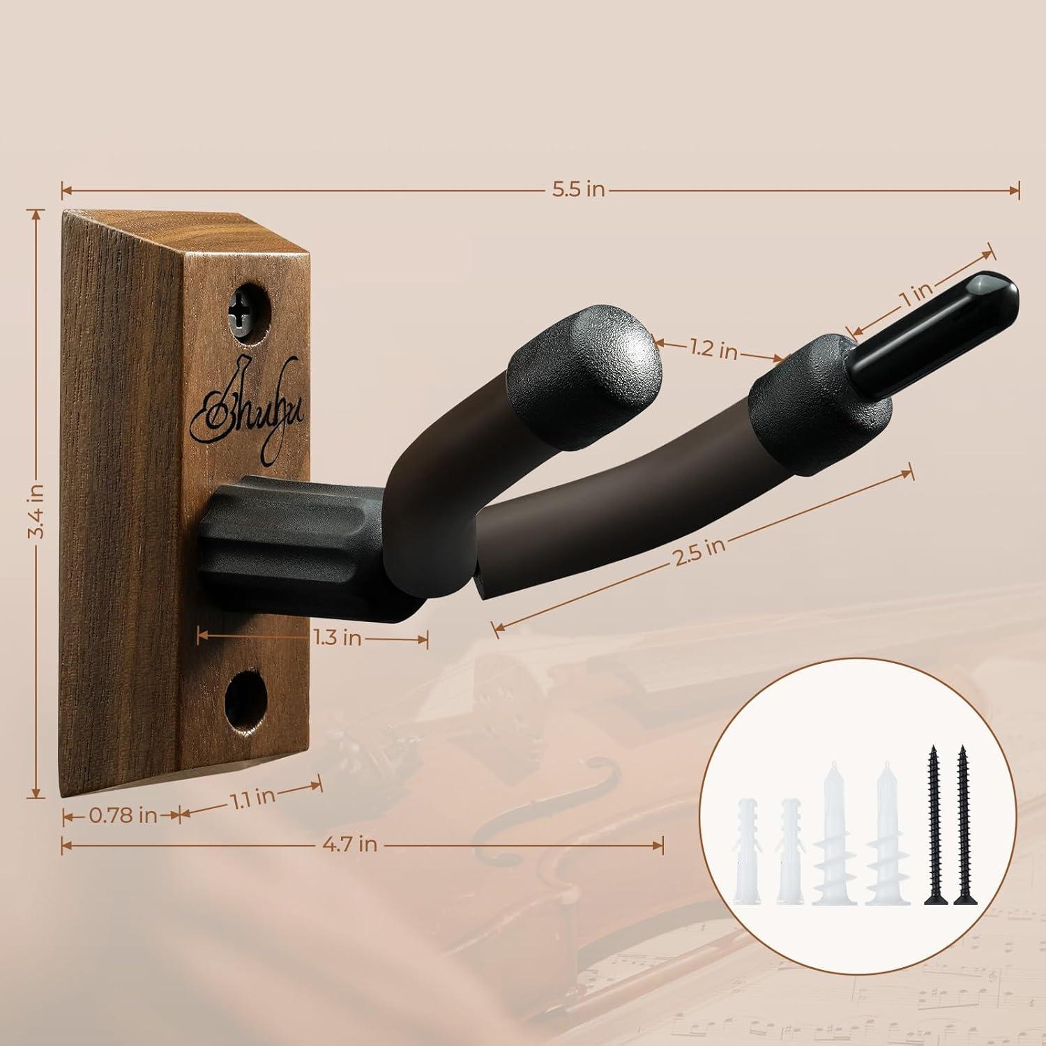 imageOhuhu Violin Wall Mount Hanger Hardwood Violin Hanger with Bow Holder for Home ampamp Studio2