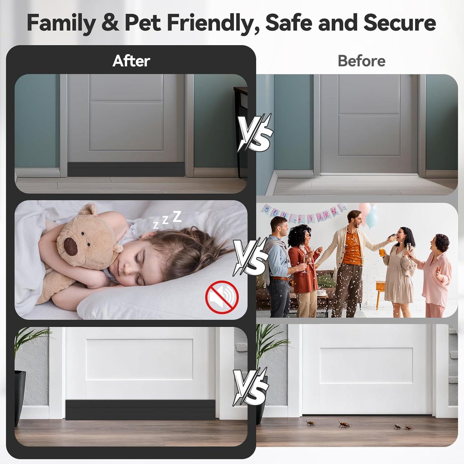 imageUnder Door Draft Stopper Seal Strip Ohuhu Upgraded Widened 394quot L x 335quot W Weather Stripping Door Sweep Noise Blocker Door Gap Filler Botton Draft Guard for Winter Garage Exterior DoorsBlackBlack