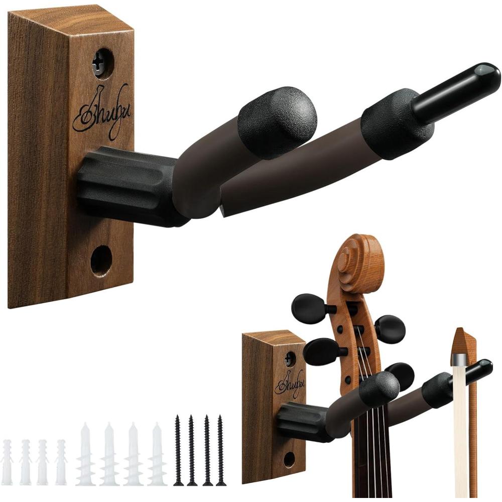 imageOhuhu Violin Wall Mount Hanger Hardwood Violin Hanger with Bow Holder for Home ampamp Studio2
