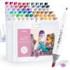 Ohuhu Alcohol Markers 108 Colors: Fine & Slim Broad Chisel Dual Tips Alcohol-based Refillable Art Markers for Artist Adult Coloring Book Illustration Drawing Manga 108 Set- Kaala(60 Illustration Colors)