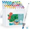 Ohuhu Alcohol Markers 108 Colors: Fine & Slim Broad Chisel Dual Tips Alcohol-based Refillable Art Markers for Artist Adult Coloring Book Illustration Drawing Manga 108 Set- Kaala(60 Landscape Colors)
